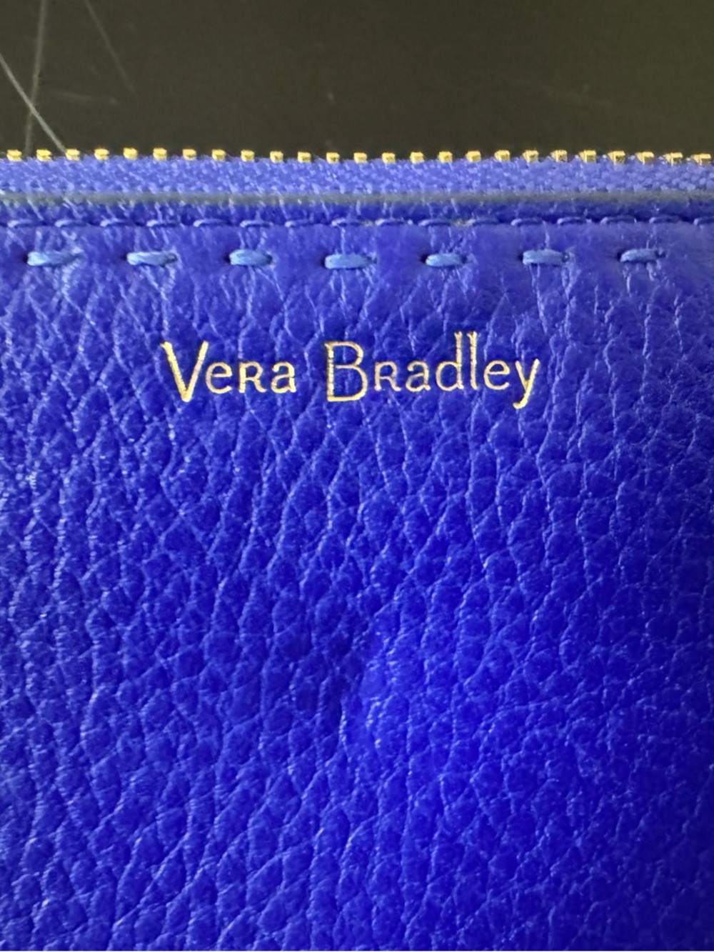 Vera Bradley Royal Blue Leather Zip Wristlet - Picture 2 of 6
